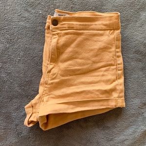 f21 yellow high waisted shorts